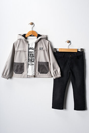 Çelix Kids Boys Autumn Los Angeles Hooded Raincoat Set of 3