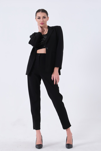 Feminist Black Classic Collar Jacket Suit 0106309