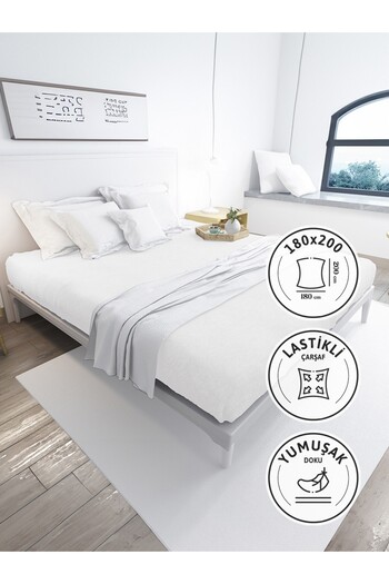 FAVORA King Size Elastic Combed Cotton Sheet