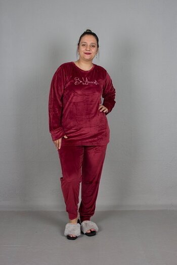 Truva XXL Plus Size Velvet Tracksuit Set