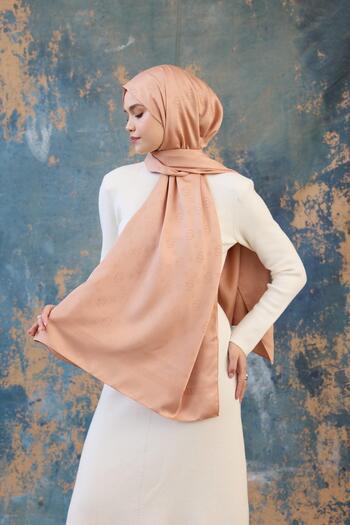 İpekhan Fall Winter Silky Jacquard Shawl Honey Foam 9018-17