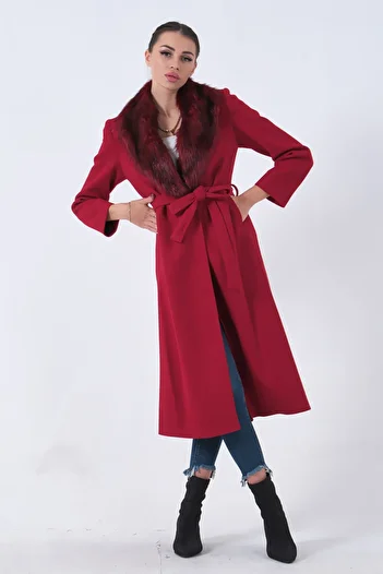 Feminist Red Stamp Coat - Mobile and Fur Lined0108070