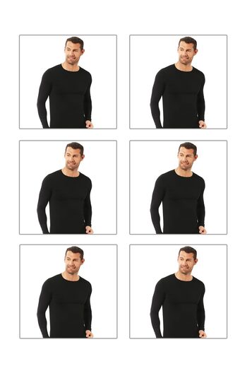 ÖZKAN underwear Özkan 0266 6 Pack Men's Combed Lycra Cotton Round Neck Long Sleeve T-Shirt Undershirt
