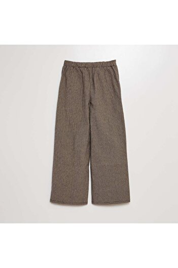 KIABI Wide-leg trousers with mini houndstooth pattern BLACK