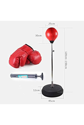 Bundeba 126-146 Cm Arası Yüksek Ayarlanabilir Boks Standı Eldivenli Punching Ball Set