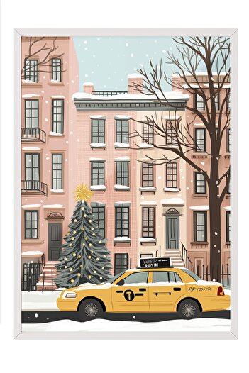 Postifull White Framed Painting, Artistic Design Wall Painting, New Year's Comfort Series No:108734