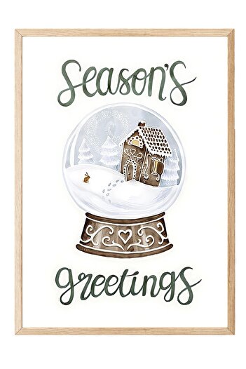 Postifull Wooden Framed Painting, Framed Christmas Poster, Christmas Decoration, Snow Globe Comfort Series No:108638