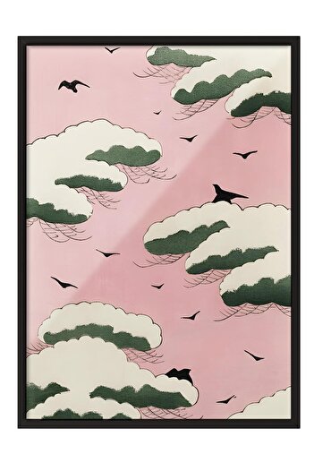 Postifull Black Framed Painting, Poster and Frame Set, Bijutsu Sekai - Pink Sky Comfort Series No:108718