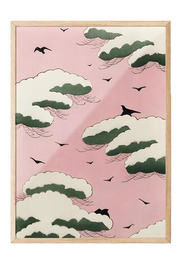Postifull Wooden Framed Painting, Poster and Frame Set, Bijutsu Sekai - Pink Sky Comfort Series No:108718