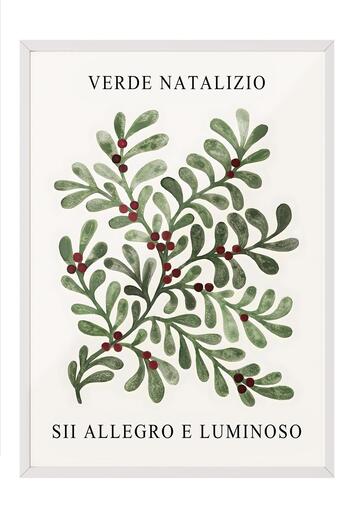 Postifull White Framed Painting, New Year Poster, New Year Decoration, Christmas Greenery Comfort Series No:108671