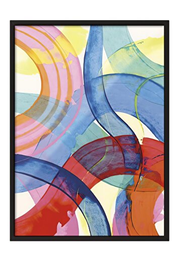 Postifull Black Framed Painting, Poster and Frame Set, Colorful Paint Strokes Comfort Series No:108617