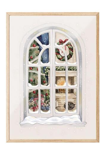 Postifull Wooden Framed Painting, New Year Poster, New Year Decoration, Christmas Inside Comfort Series No:108659