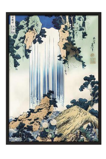 Postifull Black Framed Print, Hokusai - Y?R? Waterfall in Mino Province Comfort Series No:108717
