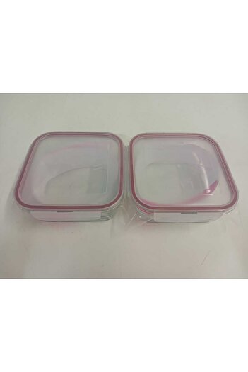 LAV Feyzade Set of 2 Glass Storage Containers with Lock - 1150Cc Square (Frs-249)