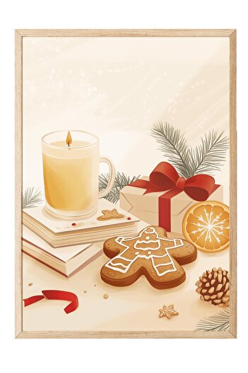 Postifull Wooden Framed Painting, Poster and Frame Set, New Year Comfort Series No:108779