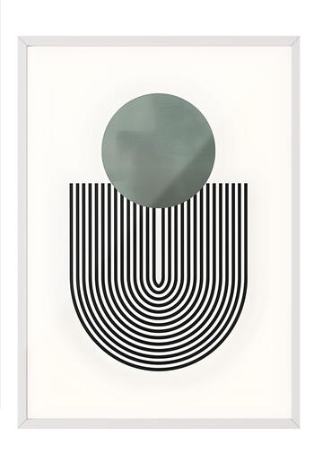 Postifull White Framed Painting, Poster and Frame Set, Mid Century Green No1 Comfort Series No:108589