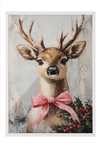 Postifull White Framed Painting, Artistic Design Wall Painting, New Year's Comfort Series No:108742
