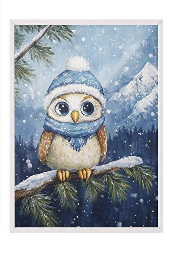 Postifull White Framed Painting, Artistic Design Wall Painting, New Year's Comfort Series No:108758