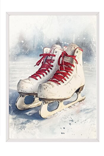 Postifull White Framed Painting, Artistic Design Wall Painting, New Year Comfort Series No:108776
