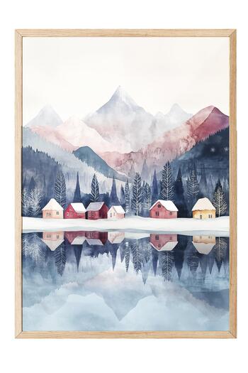 Postifull Wooden Framed Painting, Poster and Frame Set, New Year Comfort Series No:108784