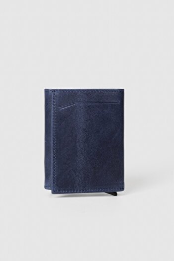 La La'Graccio Paris La'Graccio Paris Genuine Leather Mechanismed Men's Wallet Crazy Navy Blue