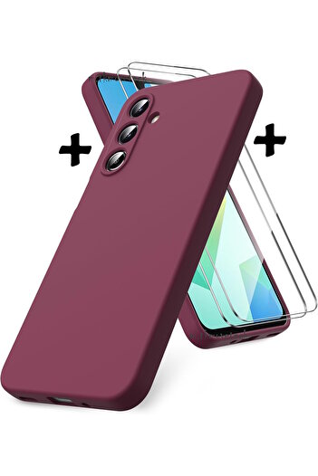 m.tk moveteck Samsung Galaxy A16 Case Camera Protected Soft Color Matte Silicone + 9H Screen Protective Glass 2in1 Set