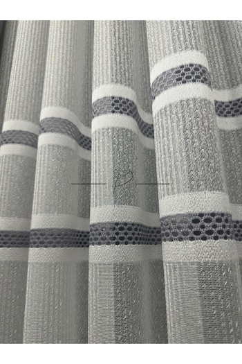 rendecioğlutekstil 1X3 Close Pleat Gray Banded Tulle Curtain Applique - Zongbo Patterned