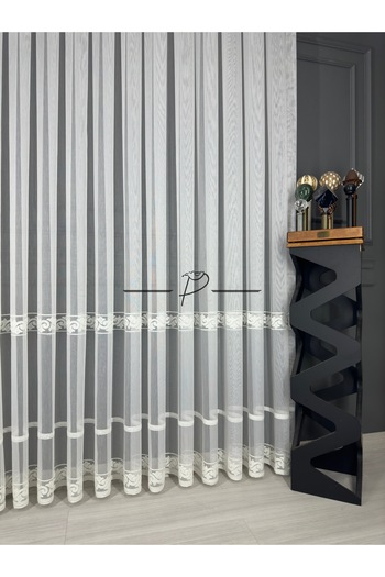 rendecioğlutekstil 3 Hiza Tulle Curtain Skirts - 1X3 Close Pleat Hürrem Patterned Processing