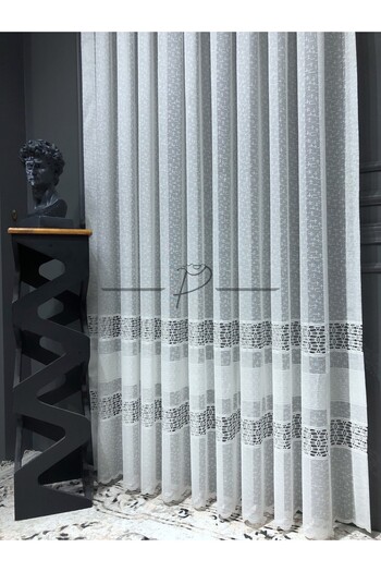 rendecioğlutekstil 1X3 Close Pleat Tulle Curtain Leather Floor Skirt - Knitted Fabric Applique
