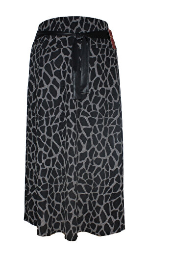 HESNA Women's Seasonal Elastic Pebble Print Black Skirt
