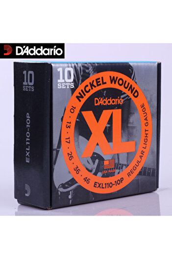 Daddario Exl110-10P (10 Set) Electric Guitar String Set, Xl, 10-46, Nickel Exl110-10P 10 Set Va