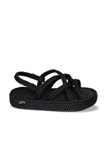 Nomadic Republic Black Bodrum Platform Women's Sandals - Rope