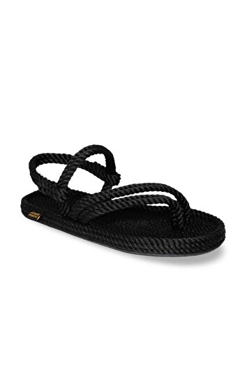 Nomadic Republic Cancun Rubber Sole Women's Rope Sandals Black
