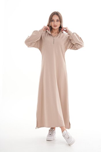 WestBound Women &Apos; S Sports Dress with Prevailing Collar - Half Zipper, Beige