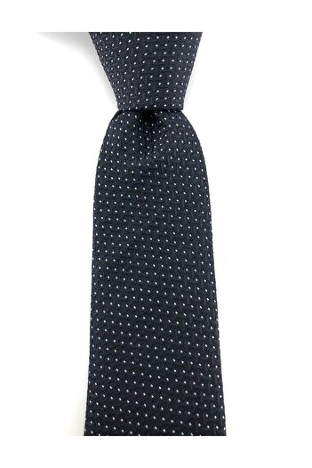 PİERRONİ Dark Navy White Dotted Slim Tie