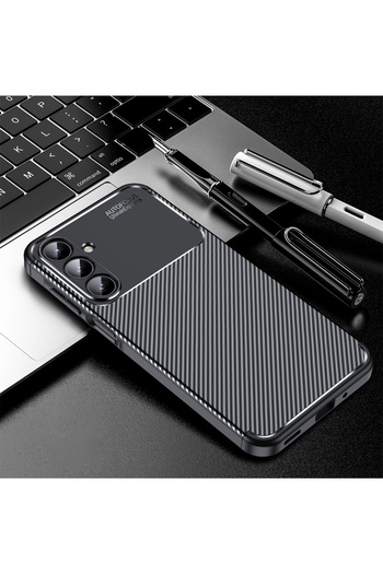 Fibaks Samsung Galaxy A16 Case with Camera Protrusion Carbon Fiber Pattern Does Not Lose Color Protective Cover Case
