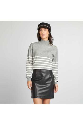 KIABI Short straight synthetic skirt black
