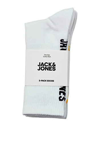 Jack & Jones Erkek JACJAMIE TENNIS 3'Lü Paket Çorap - Beyaz
