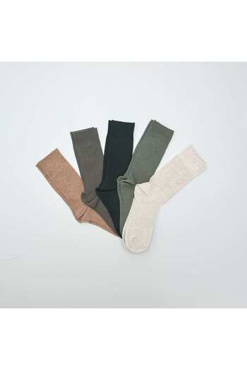 KIABI Pack of 5 pairs of ribbed socks KHAKI