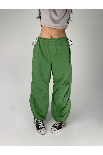KOTOLOG Y2K String Pleated Waist Leg Rubber Detail Snap Cover Pocket 4 Season Pants