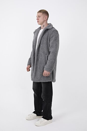 Rocqerx R-2469 Флісовий довгий пальто з підкладкою та бічним розрізом