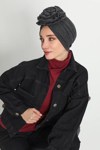 Aisha's Design Rose Bone Turban, B-21Rb, Anthracite Melange
