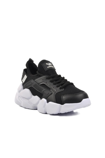 WALKWAY Black-White Unisex Sports Shoes