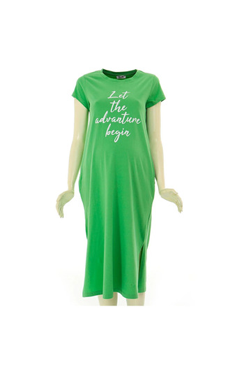 markgross Baby Mom Slit Midi Length Short Sleeve Comfortable Fit Dress