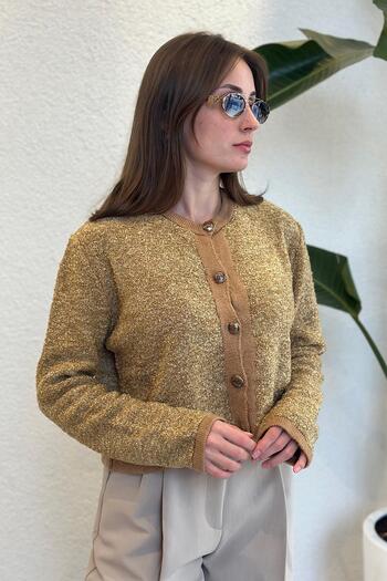 novon Prevailing Collar Red Gold Button Detailed Premium Cardigan (34-42 Sizes Compatible)