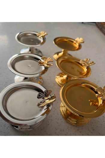 SEVA ÇELİK 3 Gold and 3 Silver Color Butterfly Accessories - Turkish Delight Set with 6 Macarons
