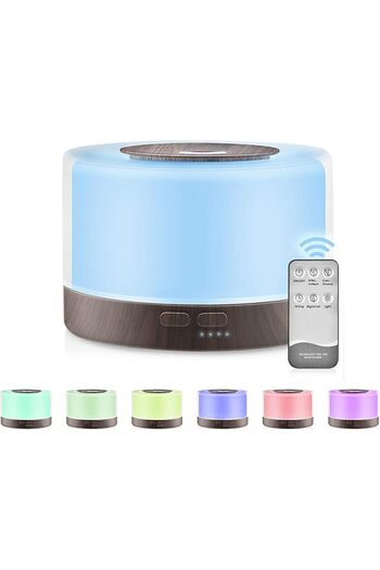 Ultrasonic Humidifier Aromatherapy Oil Diffuser, Ultrasonic Mist Humidifier, 500ml Capacity with 4 Timers, 7 LED Lights, A