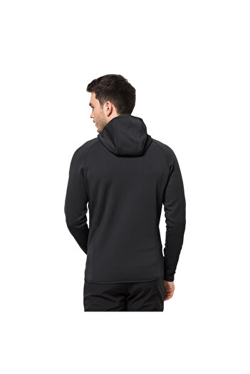 Jack Wolfskin Men's Thermal Fleece Sweatshirt - Black, Hooded, Fz M, 1710541 -6000 Baıselberg