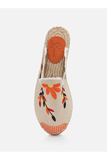 Su Espadril Marat Ekru Turuncu Nakışlı Espadril Terlik