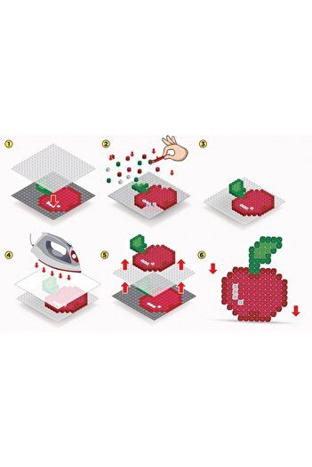 Pixel Pixel Ütü Ile Yapışan Midi Boncuk Etkinlik Seti Meyve 7in1- Bbu16-06